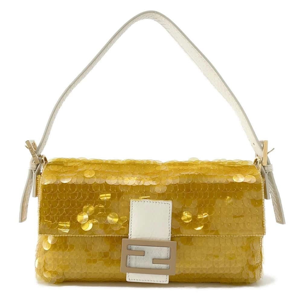 Fendi Baguette Sequin Satin Python Shoulder Bag W… - image 1
